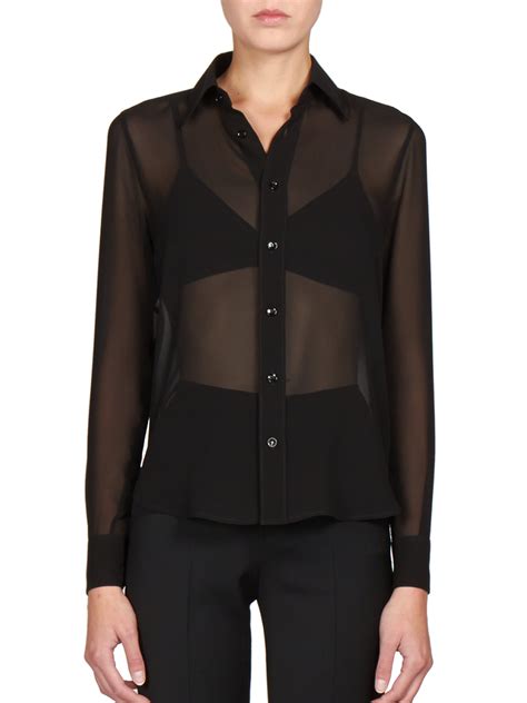 ysl black silk blouse|Silk blouse in black .